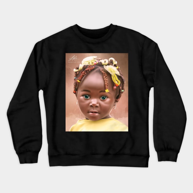 Little African Girl Painting Crewneck Sweatshirt by wayneflint